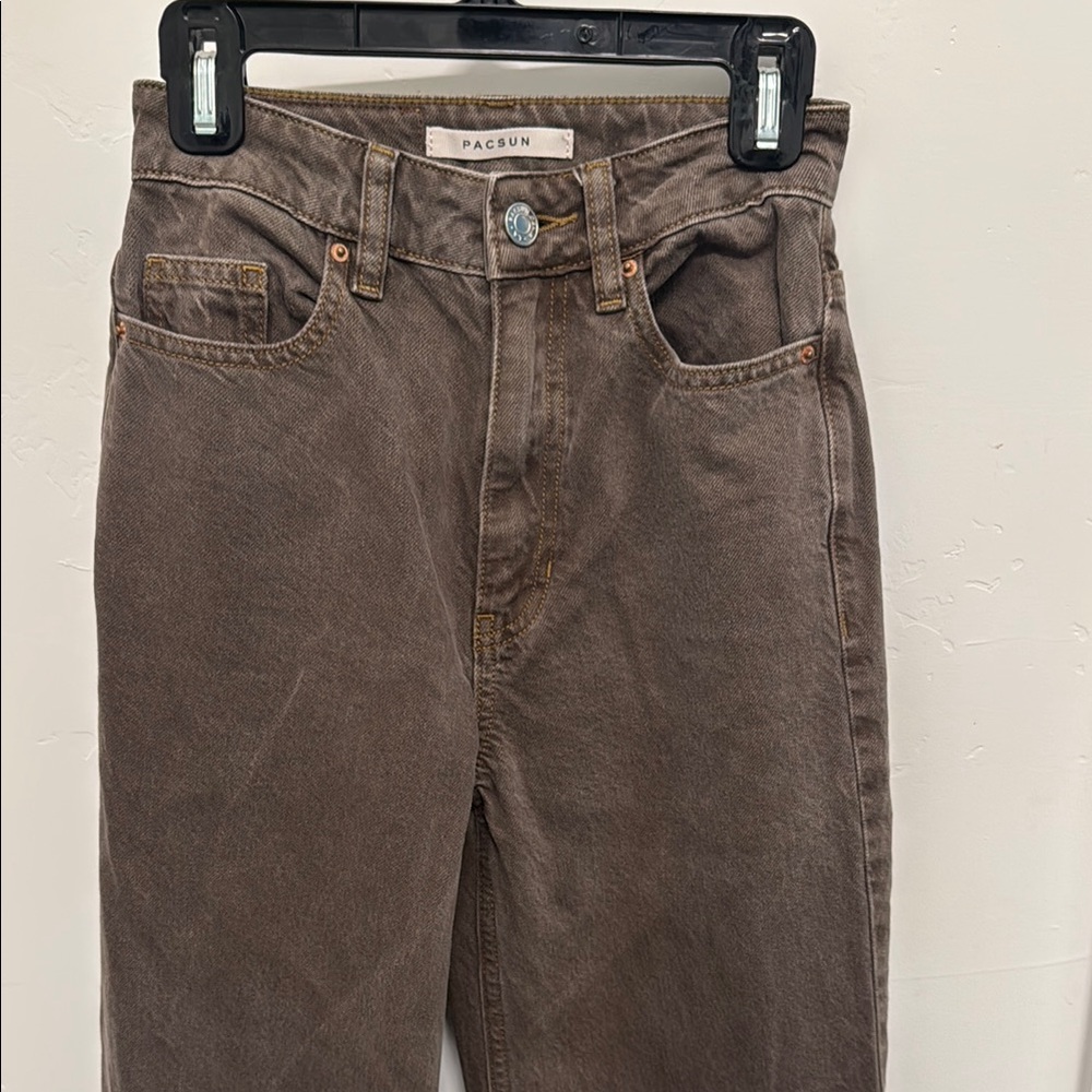 PacSun Brown Straight Jeans with Washed Finish